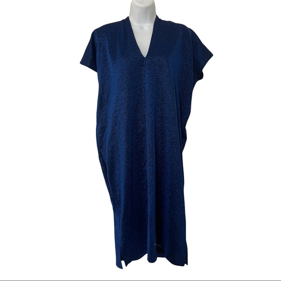 MM6 Maison Martin Margiela Dresses & Skirts - MM6 Maison Margiela blue metallic v neck dress size medium